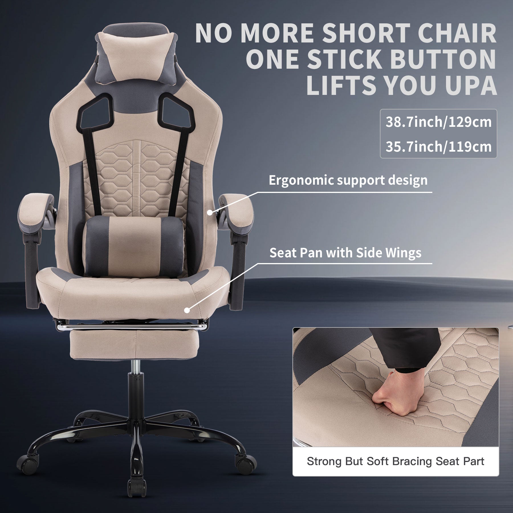 chaise Gaming "Titan Grey" – Confort Ergonomique
